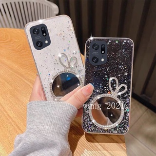 In Stock 2022 New Casing เคส OPPO Find X5 Pro 5G A96 A76 A16e A16k 4G Phone Case Makeup Mirror with Crown Fashion Soft Case เคสโทรศัพท