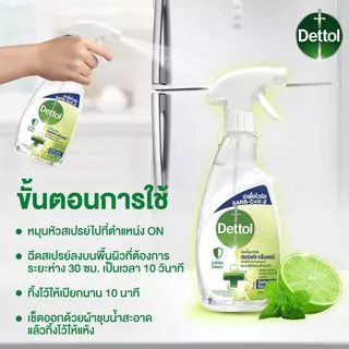 Dettol เดทตอล สเปรย์ฆ่าเชื้อเดทตอล เซอร์เฟสคลีนเซอร์ สเปรย์ทำความสะอาด สูตรไลม์และมิ้นท์500มลX12