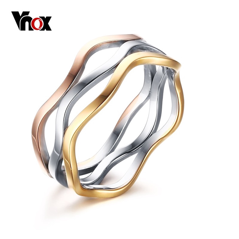 vnox แหวนแต่งงานสําหรับผู้หญิงแหวนหมั้น 3 สี