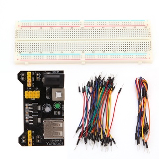 Rr MB102 โมดูลพาวเวอร์ซัพพลาย 3 3V 5V+830 Point Breadboard + สายเคเบิลจัมเปอร์ 65 ชิ้น