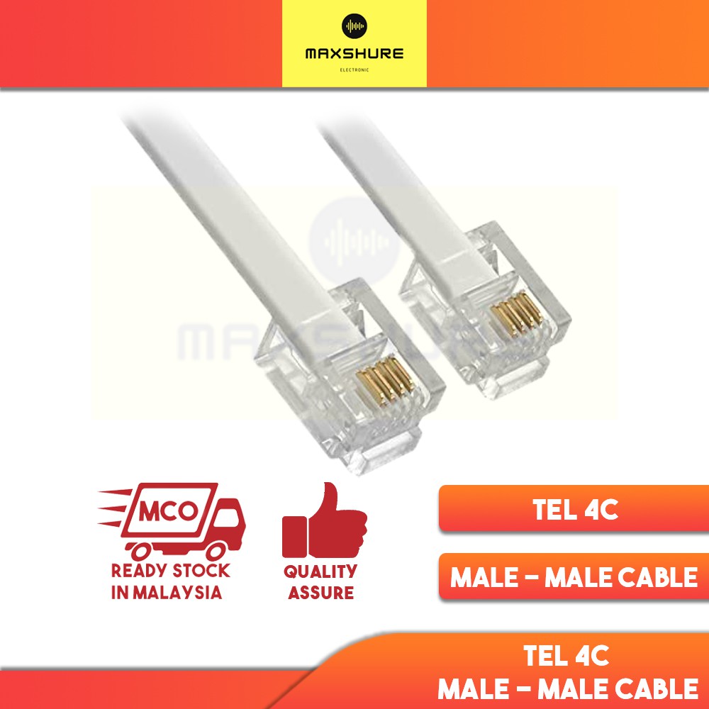 [MaxShure] 2 /5 /8 /15/ 30 /100 เมตร RJ11 6P4C Home Office Cable สายโทรศัพท์ ADSL Fax
