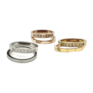 TM winkle 14k ring set. (ไม่แยกขาย) (แหวนเซ็ตงานชุบ 14k (สแตนเลส) สวย ทน เงา โดนน้ำ โดนน้ำหอมได้สบายๆเลยค่ะ เพชร CZ)