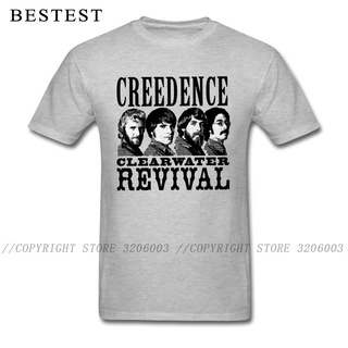 เสื้อยืดผ้าฝ้ายพิมพ์ลายฤดูร้อนใหม่แฟชั่น all-match ผู้ชาย Tshirt Creedence Clearwater Revival เสื้อ Rock Band เสื้อยืด C