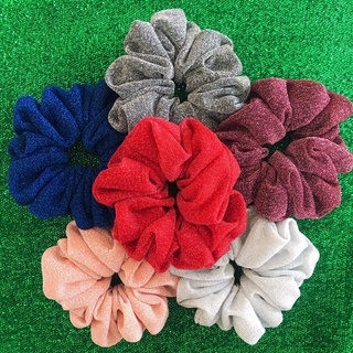 DAY 1 scrunchies โดนัทมัดผม ยางรัดผม ผ้าประกายวิ้งๆ Oversize 6 นิ้ว