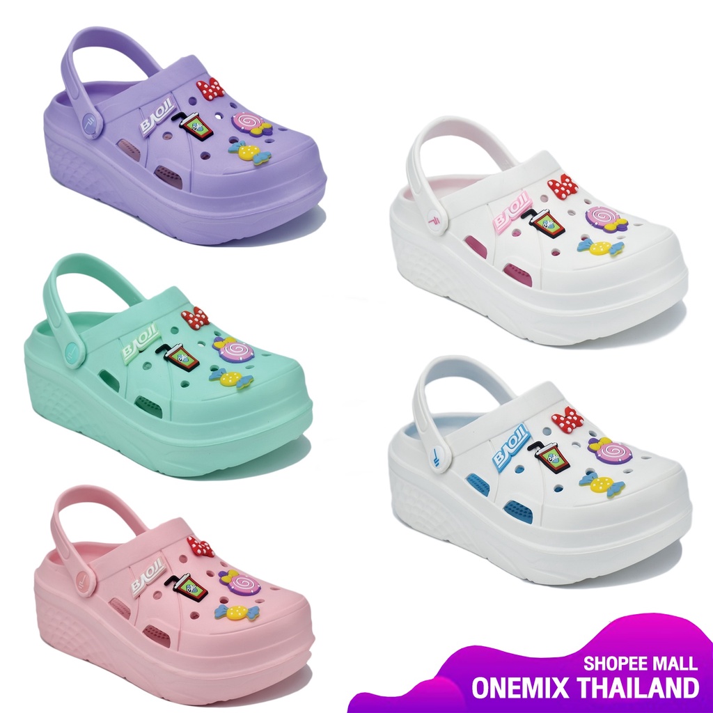 Baoji Clog Bae Platform - Sweet Snack รองเท้า แตะ หัวโต เสริมส้น บาโอจิ แท้ BO37-122