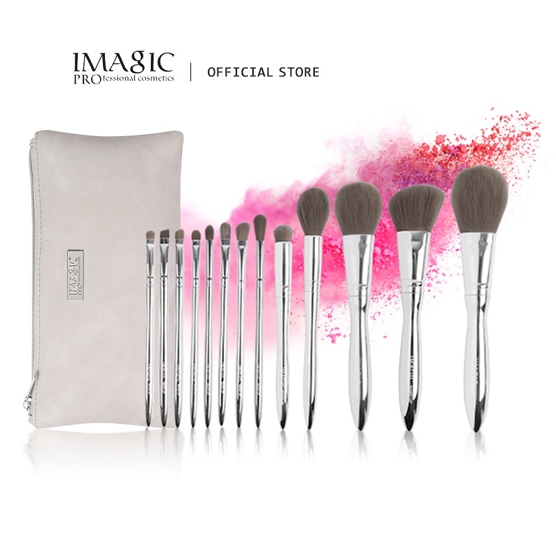 IMAGIC Silver Professional Makeup Brush Set 13 Pcs/Set /With Cosmetic Bag