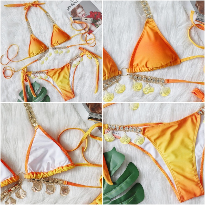 BikiniFC  (S,M,L) SB200 มี5สี บิกินี่หอยสุดอลัง งานพรีเมี่ยม ชุดว่ายน้ำทูพีซ ตกแต่งเปลือกหอย มีฟองน้ำเสริมชุดเที่ยวทะเล ราคา ถูกที่สุด ดีลบีเคเค แกลเลอรีภาพที่ 3