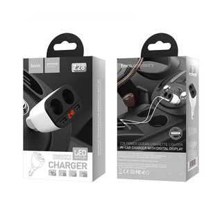 Hoco Z28 ที่ชาร์จในรถ 3.1A ที่ชาร์จเสียบที่จุดบุหรี่ Power Ocean In-Car Charger With Digital Display Dual USB hoco