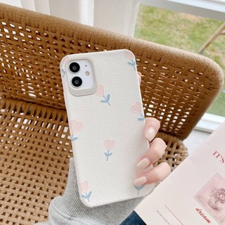 🔅เคสหนังดอกไม้หัวใจ 📱i7,7+,8,8+,x,xs,xr,xsmax,11,11pro,11promax,SE2