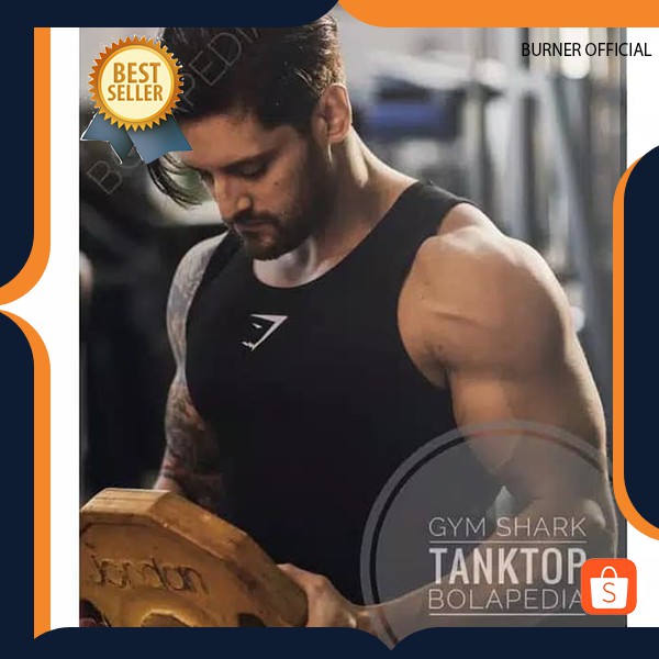 Men& 39;s shark gym training fitness gym เสื้อยืดเสื้อกล้าม