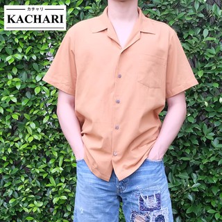 KACHARI เสื้อสีพื้น(น้ำตาล) พร้อมส่งฟรี เสื้อฮาวาย เสื้อสงกรานต์ ผ้าลินิน