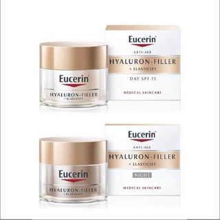 Eucerin Hyaluron Filler+ Elasticity SET ยูเซอรีน ไฮยาลูรอน อีลาสติก ฟิลเลอร์ เซ็ท (เดย์ครีม&amp;ไนท์ครีม 50มล.)