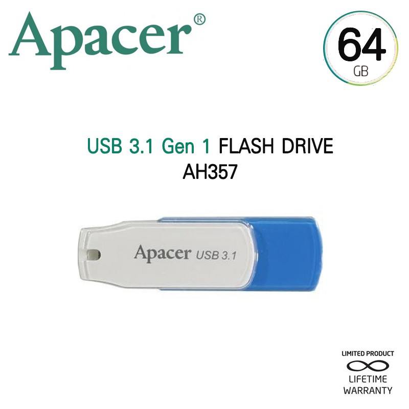 Apacer AH357 USB3.1 แฟลชไดร์ฟ 64GB (Apacer AP64GAH357U-1)
