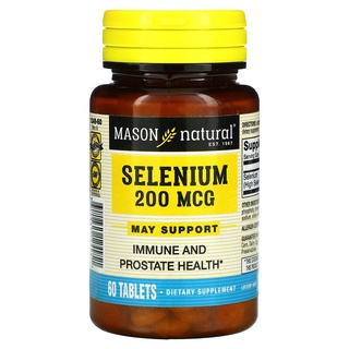 ซีลีเนียม - ปกป้องเซลล์จากอนุมูลอิสระ Mason Natural, Selenium, 200 mcg, 60 Tablets By Mason Natural