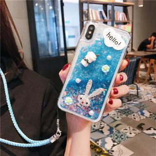 Cartoon กระต่ายน่ารัก Vivo Y76 5G V21 Y33S Y21S Y21 Y72 5G Y31 2021 Y20 Y12S Y12A Y50 Y30 V20Pro Y17 Y15 2020 Y12 Y11 Y19 Y95 Y91 Y91i Y91C Y81 X21 X21UD เคสมือถือ Quicksand liquid Soft TPU Case เคสป้องกัน