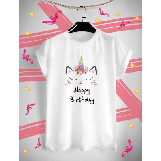 เสื้อยืด Happy Birthday สุขสันต์วันเกิด ใส่สบาย ไม่ยืด ไม่ย้วย