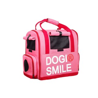 Dogissmile เป้ใส่สุนัข จุ10กก เป้หมา เป้ใส่แมว หิ้ว+สะพายเป้แข็งแรงDS17BG+ ฟรีพัดลม สีชมพู กระเป๋าสัตว์เลี้ยง