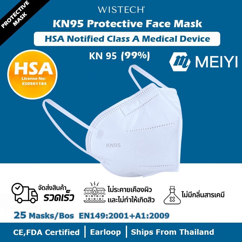 [25 ชิ้น]หน้ากาก KN95 ประกอบด้วย PM2.5 บรรจุแยกชิ้น หน้ากาก n95 mask 3m