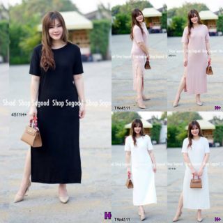 TW4511 *สาวอวบ* Maxi Dress ผ่าข้าง