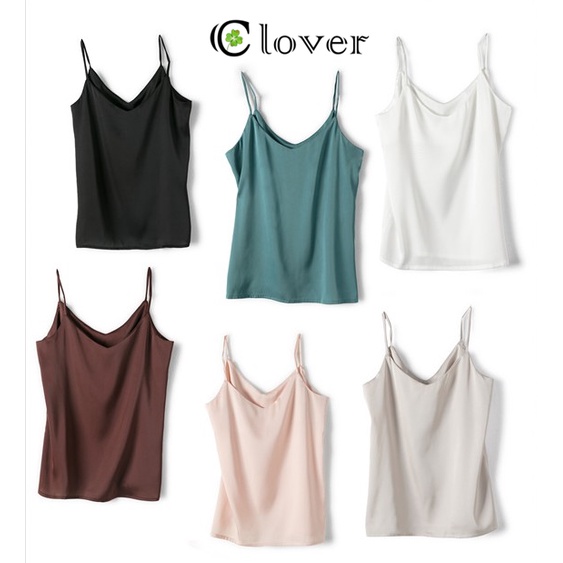 สายเดี่ยวผ้าไหม เสื้อท็อปสายเดี่ยว ผ้านิ่มใส่สบาย สายเดี่ยวสีพื้น #017