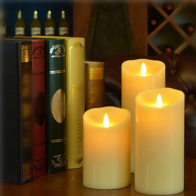 3pcs/set Luminara Ivory LED Candles Flameless Real Wax Moving Wick