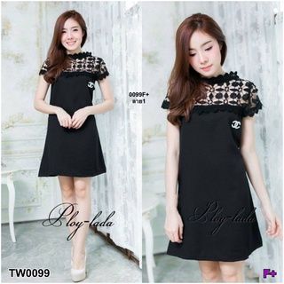 👗Pfashion [ส่งไว!!🚛] P0099 เดรสแต่งลูกไม้คอตั้ง Stand collar lace dress