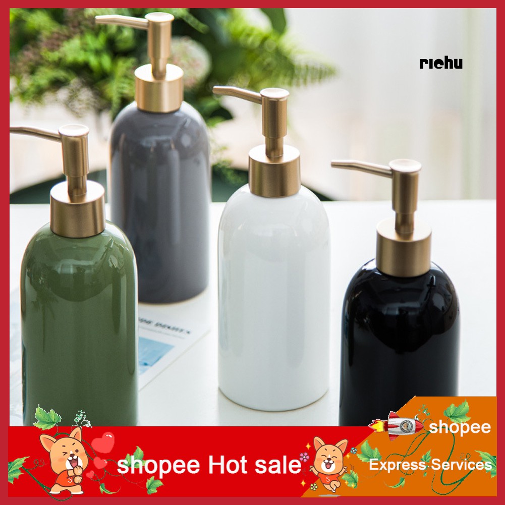 ห้องอาบน้ำ 420ml Liquid Soap Shampoo Lotion Shower Gel Ceramic Empty Pump Bottle Container