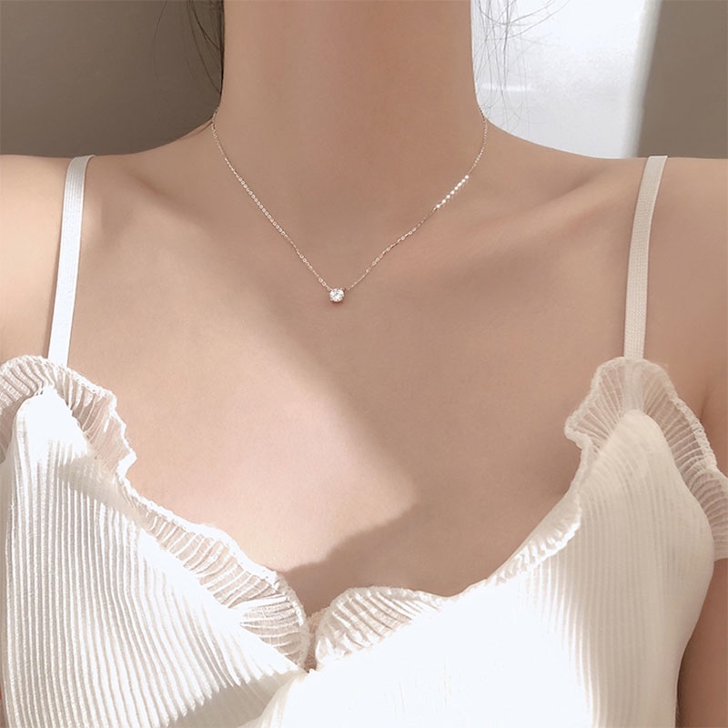 เครื่องประดับ สร้อยคอโชคเกอร์ จี้คริสตัล ทรงสี่เหลี่ยม สไตล์เกาหลี สําหรับผู้หญิง