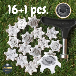 ปุ่มรองเท้ากอล์ฟ 16pcs+1ตัวไขปุ่ม Spikes golf type pin perfo…