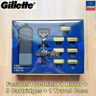 Gillette® Fusion5 ProShield 1 Razor + 8 Cartridges + 1 Travel Case ชุดมีดโกน ยิลเลตต์ Premium Edition