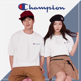 Small champion logo design short-sleeved T-shirt cotton couple t-shirtเสื้อยืด