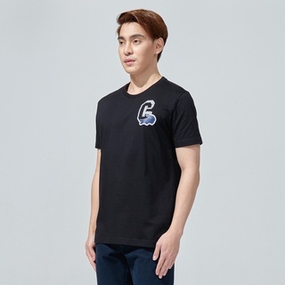 CROCODILE BLACK T-SHIRT WITH GRAPHIC PRINT เสื้อยืดคอกลมทรงคัสตอมฟิตลายกราฟฟิคสีดำ