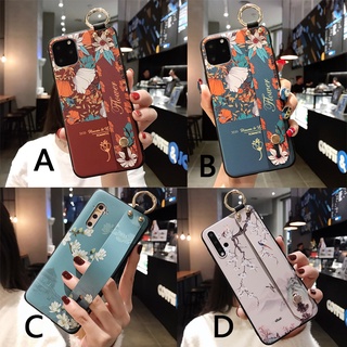 ย้อนยุค ดอกไม้ Huawei Nova 9 7i P40 Pro Y9 prime 2019 กรณีโทรศัพท์มือถือ Wristband กรณีป้องกัน Sot TPU Case เคสซิลิโคน