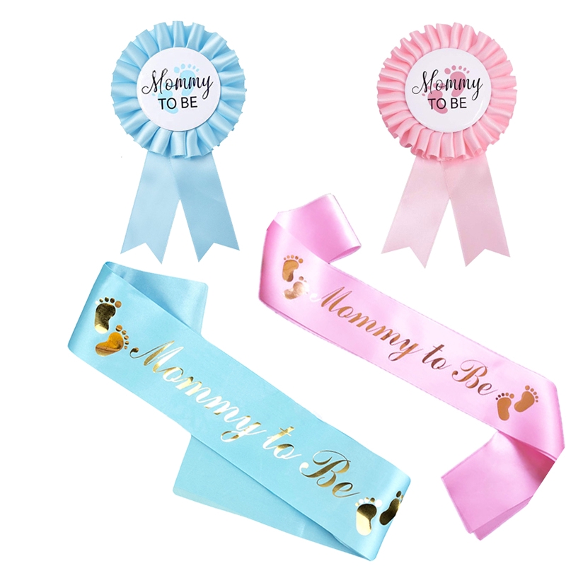 'Mummy To Be' Baby Girl Boy Shower Sash Personalised Party Sashes Newborn Ribbon & Badges Blue Pink