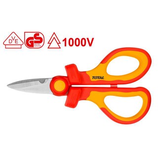 Total กรรไกร ขนาด 6 นิ้ว ด้ามหุ้มฉนวน VDE กันไฟไฟ้า 1000 โวลท์ รุ่น THISS1601 ( Insulated Scissors ) กรรไกรหุ้มฉนวน