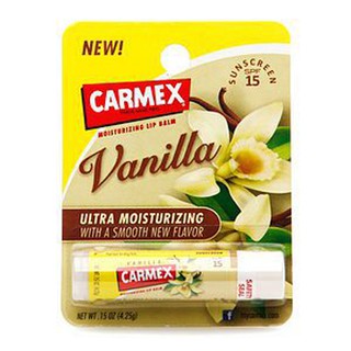 แท้ Carmex Ultra Moisturizing Lip Balm SPF 15 #Vanilla ลิปปาล์มบำรุงปาก กลิ่นวนิลลาหอมหวาน  ไม่มีสี