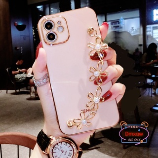 เคสโทรศัพท์มือถือ ซิลิโคนนิ่ม ลายดอกไม้ ประดับมุก พร้อมสายคล้องมือ สําหรับ Xiaomi Mi Poco F4 F3 X3 GT 11 10 Lite 9 8 10S