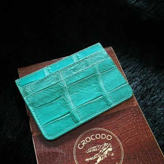 crocodile card holder skyblue ช่องใส่การ์ดหนังจระเข้แท้