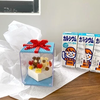 DIY บล็อกตัวต่อเค้กวันเกิด น่ารัก ตัวต่อ ซานต้า มนุษย์หิมะ รายการ บล็อกของเล่น ของขวัญวันเกิด พร้อมไฟ คริสมาสต์