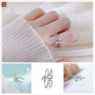 Cod In Stock New Korean Exquisite Star And Moon Multi-Layered Open Ring Women Ins