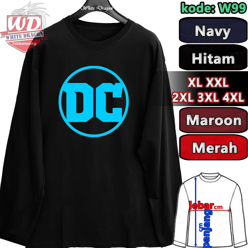 DC LOGO LONG SLEEVE T-SHIRTS SML XL BIGSIZE XXL 2XL 3XL 4XL CODE W99