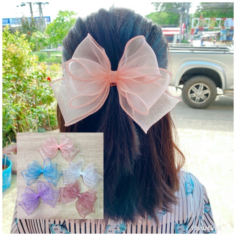 โบว์ติดผม กิ๊บโบว์ใหญ่ติดผมผ้าแก้ว สวยน่ารักวิ้งๆ