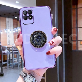 6D เคส Realme Narzo 50 ป้องกันเลนส์หรูหราซิลิโคนอ่อนเคสโทรศัพท์พร้อมที่วางขาตั้งเพชร Realme Narzo 50