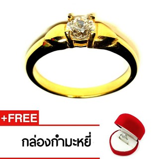 Royal Crown Jewelry Stainless Steel 316L แหวนประดับ CZ ขาวอย่างดี รุ่น The best 1000 (Gold)