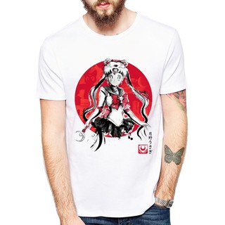 เสื้อยืดแขนสั้นพิมพ์ลาย Anime Sailor Moon น่ารักสำหรับผู้ชาย