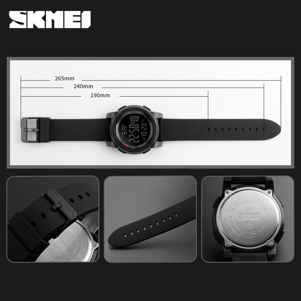 Skmei 1257 นาฬิกาข้อมือ โครโนกราฟ นับถอยหลัง สายซิลิโคน สําหรับผู้ชาย