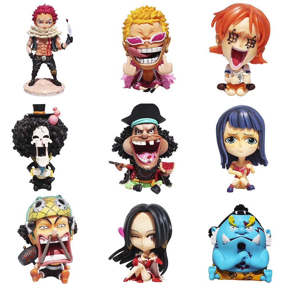 1 ชิ้นอะนิเมะ One Piece รุ่น Q Luffy Usopp Nami Boa Hancock Sabo Zoro Ace Chopper Sanji Brook Franky Jinbe Katakuri สอน PVC ตัวเลขการกระทําตุ๊กตาของเล่น