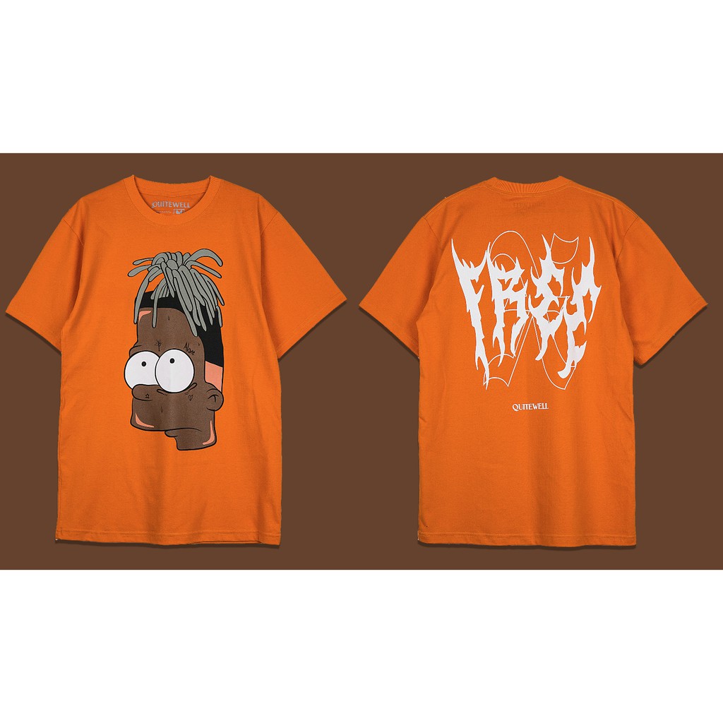 QUITEWELL เสื้อยืดแขนสั้น 61-2 FREE X ORANGE เสื้อผู้ชาย Oversize สกรีนลาย สีส้ม วินเทจ