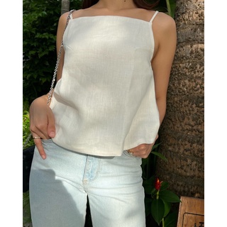 PRINNCAMI-TOP Linen100% เสื้อสายเดี่ยวผ้าลินินแท้ 100%