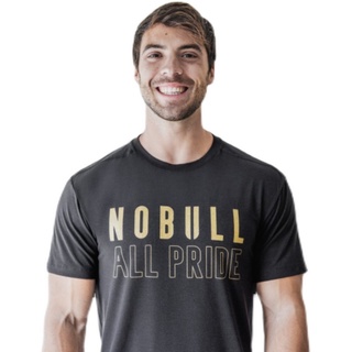 Nobull เสื้อยืดลําลอง แขนสั้น สีดํา ทอง สําหรับผู้ชาย เหมาะกับการออกกําลังกาย ฟิตเนส